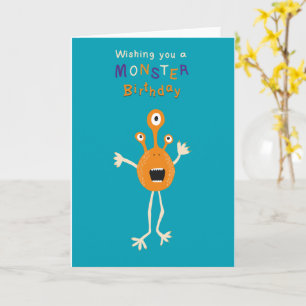 Tarjeta de cumpleaños monstruo para niños