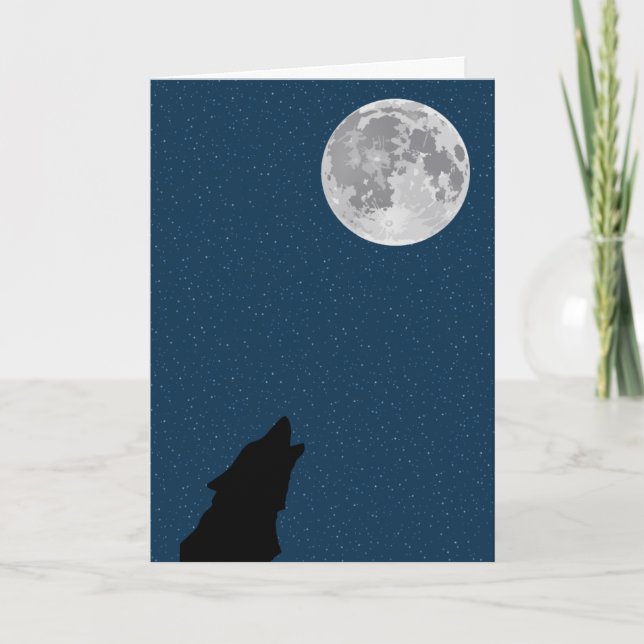 Tarjeta de cumpleaños Moon and Wolf (Anverso)