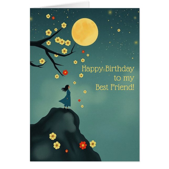 Tarjeta de cumpleaños Moonlit Hill moderna para me (Frente)