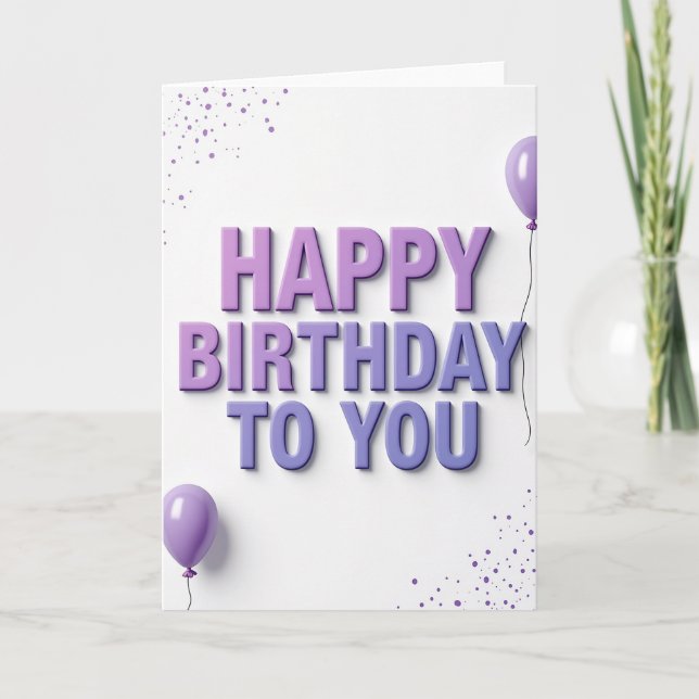 Tarjeta de cumpleaños morada esculpida (Anverso)
