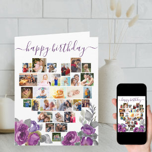 Tarjeta de cumpleaños Morple Floral de Collage de 