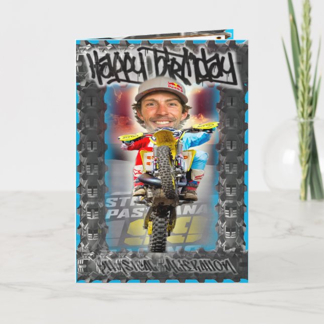 Tarjeta de cumpleaños Motorcross (Anverso)