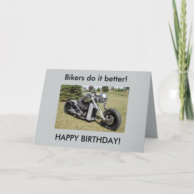 Tarjeta de cumpleaños Motorcycle skeleton (Anverso)