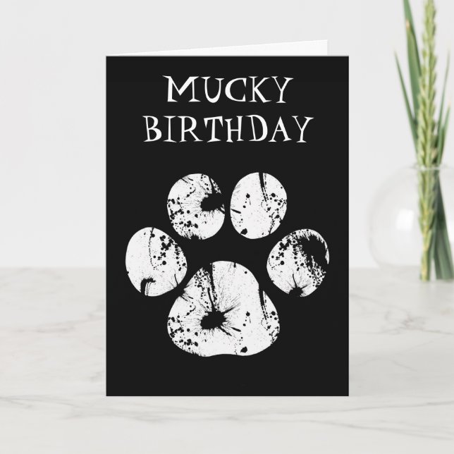 Tarjeta de cumpleaños Mucky Paw (Anverso)