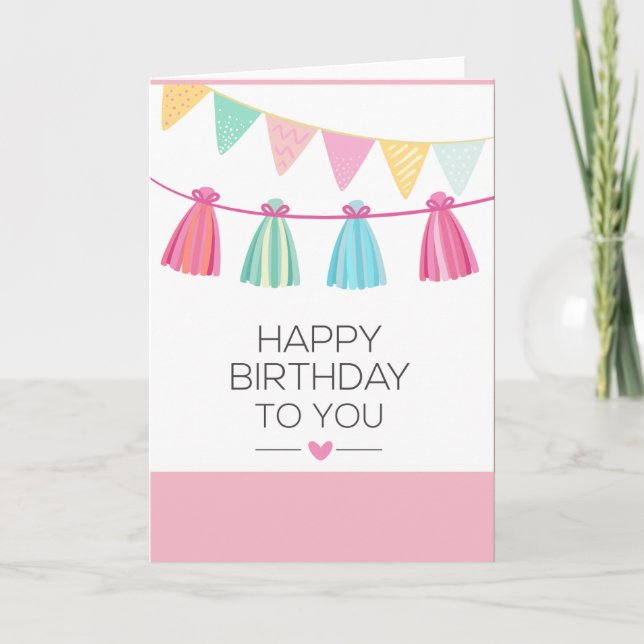 Tarjeta de cumpleaños multicolor Tassel (Anverso)