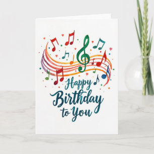 Tarjeta de cumpleaños musical con acuarela
