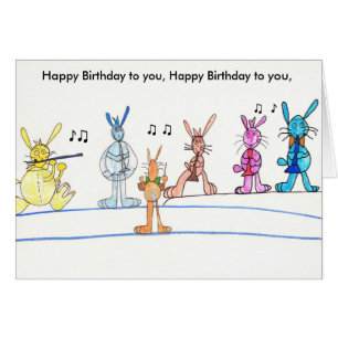 Tarjeta de cumpleaños musical conejos felices