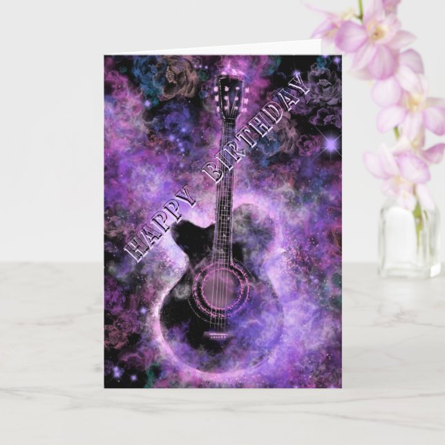 Tarjeta de cumpleaños musical de guitarra de rock (Orquídea)