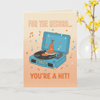 Tarjeta de cumpleaños musical de vinilo retro "For