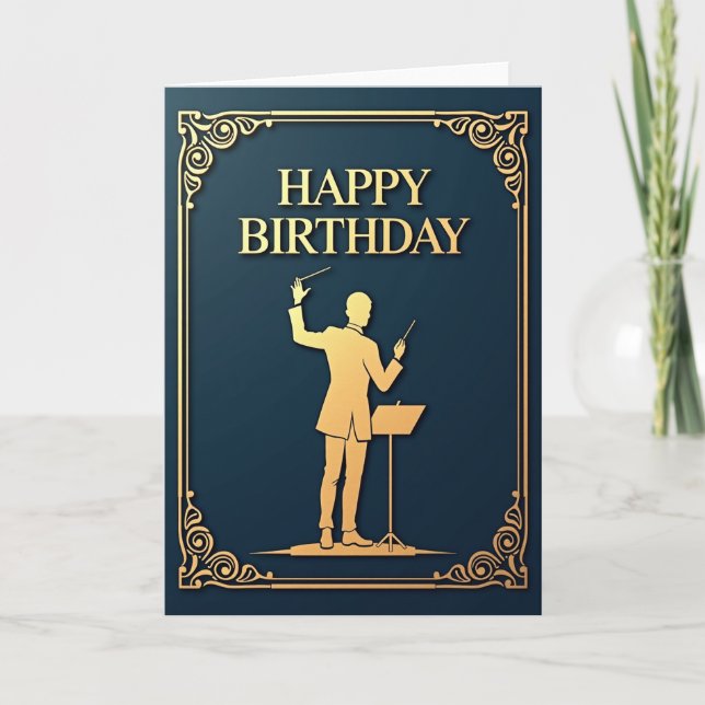 Tarjeta de cumpleaños Músico de oro (Anverso)