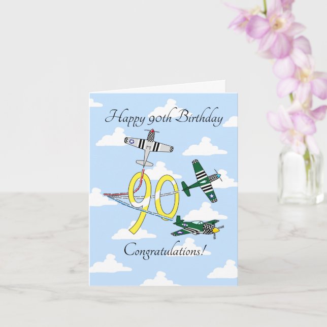 Tarjeta de cumpleaños Mustangs 90th (cielo azul) (Orquídea)