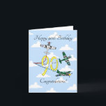 Tarjeta de cumpleaños Mustangs 90th (cielo azul)<br><div class="desc">Celebremos ese especial cumpleaños número 90 con un pasaje de felicitación de los mejores aviones norteamericanos de combate P51-D Mustang. El icónico avión de combate de la Segunda Guerra Mundial utilizado tanto por la Fuerza Aérea de Estados Unidos como por la Real Fuerza Aérea de Gran Bretaña, se muestra desde...</div>