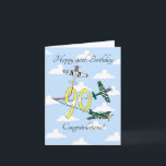 Tarjeta de cumpleaños Mustangs 90th (cielo azul)<br><div class="desc">Celebremos ese especial cumpleaños número 90 con un pasaje de felicitación de los mejores aviones norteamericanos de combate P51-D Mustang. El icónico avión de combate de la Segunda Guerra Mundial utilizado tanto por la Fuerza Aérea de Estados Unidos como por la Real Fuerza Aérea de Gran Bretaña, se muestra desde...</div>