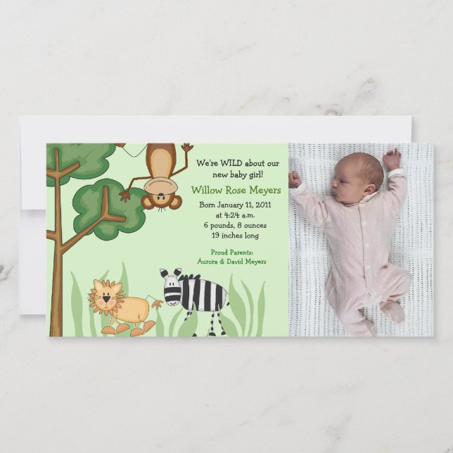 Tarjeta de cumpleaños / nacimiento con foto de Zoo (Anverso)