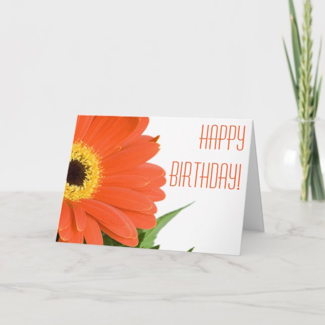 Tarjeta de cumpleaños naranja Gerbera Daisy (Anverso)