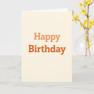 Tarjeta de cumpleaños naranja minimalista