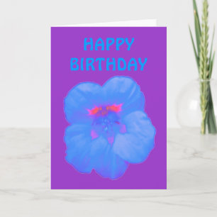 Tarjeta de cumpleaños Nasturtium Bright Blue Retro