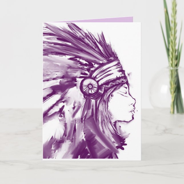 TARJETA DE CUMPLEAÑOS NATIVO PARA MUJER INDIA AMER (Anverso)