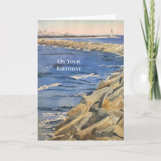 Tarjeta de cumpleaños náutica pintada a mano (Anverso)