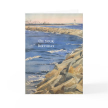 Tarjeta de cumpleaños náutica pintada a mano