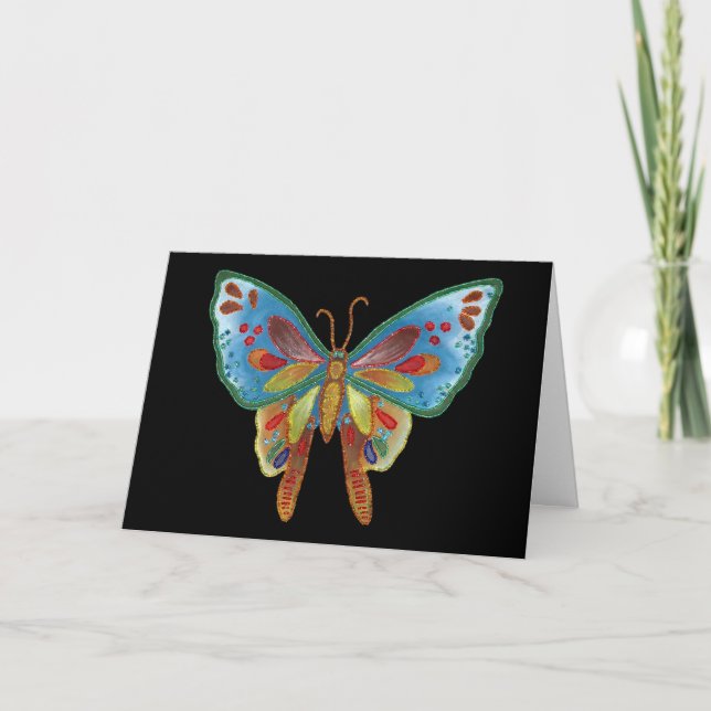 Tarjeta de cumpleaños negra de la mariposa (Anverso)