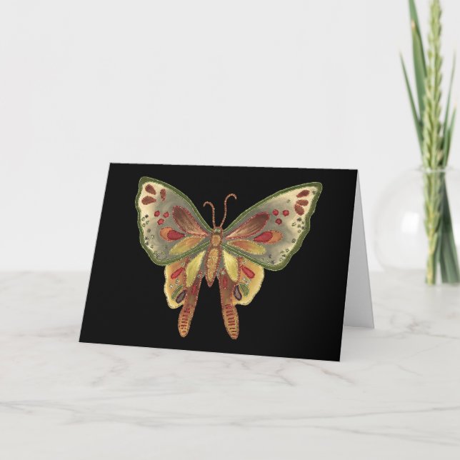 Tarjeta de cumpleaños negra de la mariposa (Anverso)