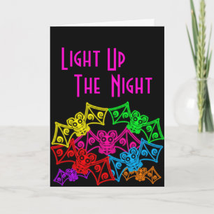 Tarjeta de cumpleaños Neon Bats