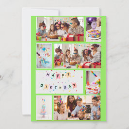 Tarjeta de cumpleaños - Neon Green 7 cuadros