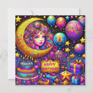 TARJETA DE CUMPLEAÑOS ~ Niña de 8 años ~