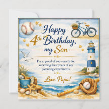 Tarjeta de Cumpleaños Niño de 4 Años, Vibraciones