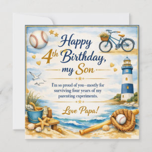 Tarjeta de Cumpleaños Niño de 4 Años, Vibraciones 