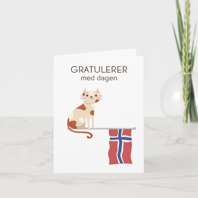 Tarjeta de cumpleaños noruega - Gratulerer med dag (Anverso)