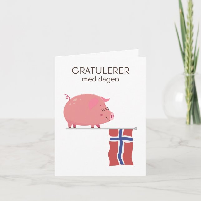 Tarjeta de cumpleaños noruega - Gratulerer med dag (Anverso)