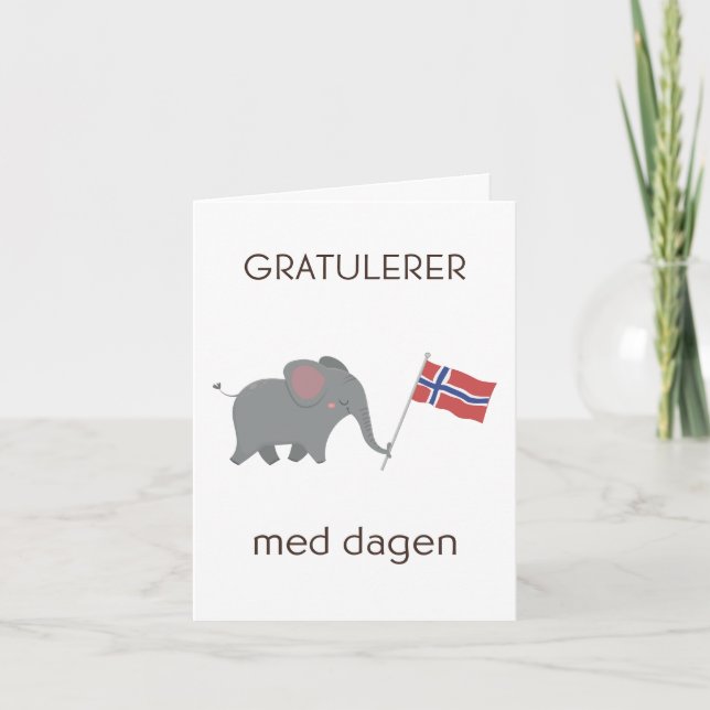 Tarjeta de cumpleaños noruega - Gratulerer med dag (Anverso)