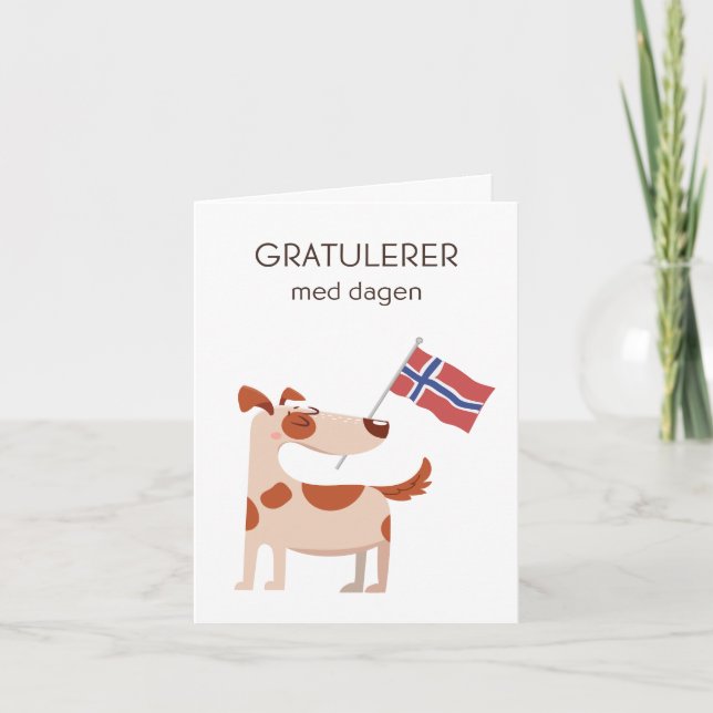Tarjeta de cumpleaños noruega - Gratulerer med dag (Anverso)