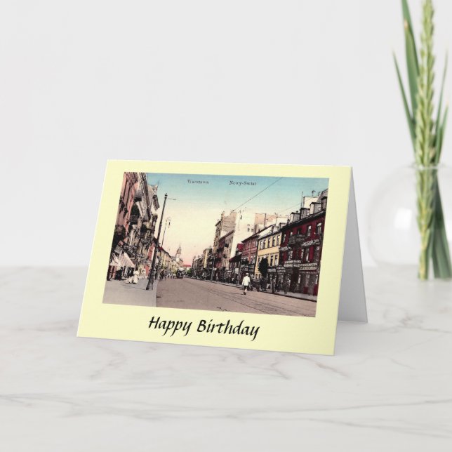 Tarjeta de cumpleaños - Nowy Swiat, Varsovia, Polo (Anverso)