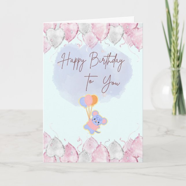 Tarjeta de Cumpleaños Nubes de Alegría (Anverso)