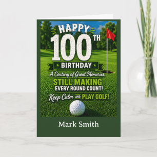 Tarjeta de cumpleaños número 100 de golf para golf
