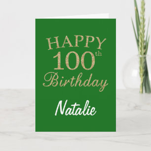 Tarjeta de cumpleaños número 100 de Green and Gold