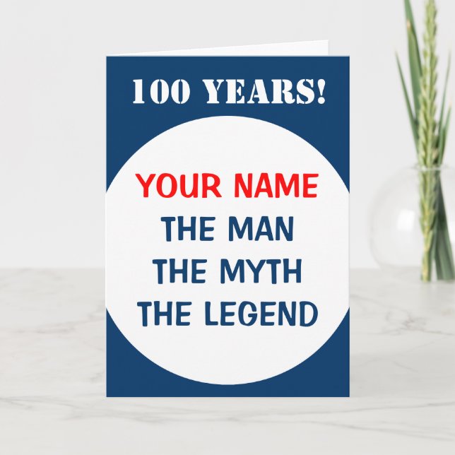 Tarjeta de cumpleaños número 100 para hombres | El (Anverso)