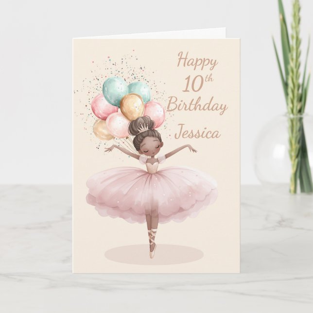Tarjeta de cumpleaños número 10 Bailarina Tarjeta  (Anverso)