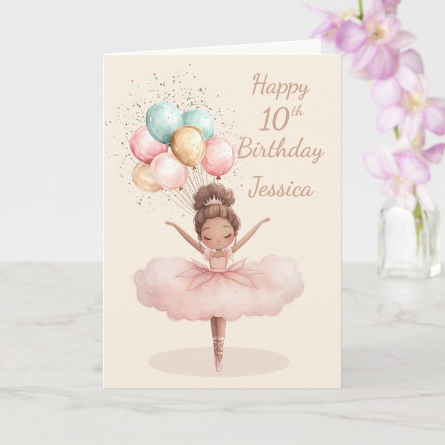 Tarjeta de cumpleaños número 10 Bailarina Tarjeta  (Orquídea)