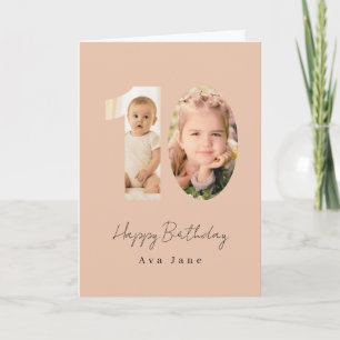 Tarjeta de cumpleaños número 10 con foto personali