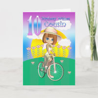 Tarjeta de cumpleaños número 10 de primo con moto 
