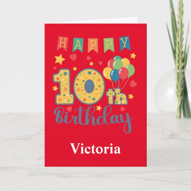 Tarjeta de cumpleaños número 10 feliz (Anverso)