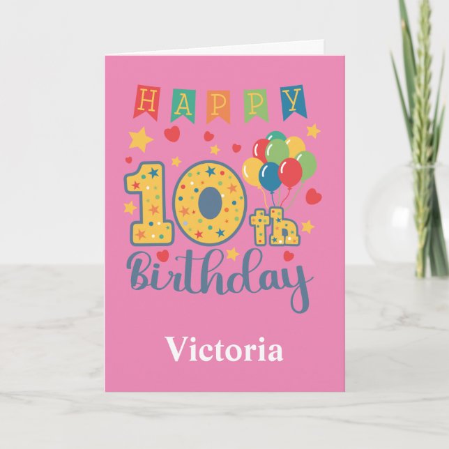 Tarjeta de cumpleaños número 10 feliz (Anverso)