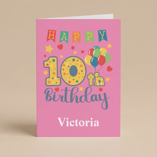 Tarjeta de cumpleaños número 10 feliz