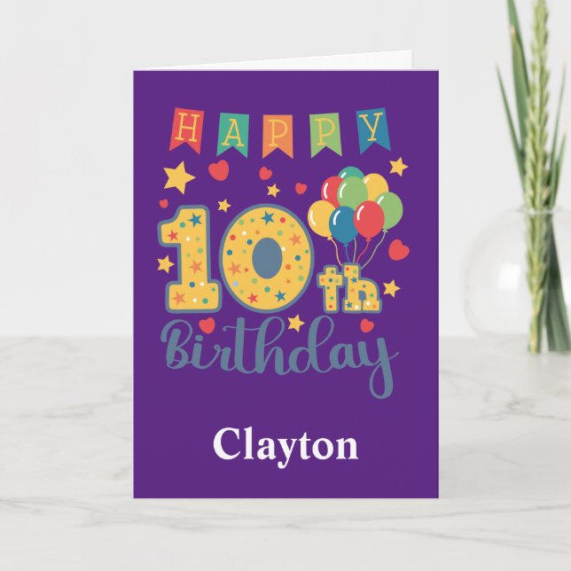 Tarjeta de cumpleaños número 10 feliz (Anverso)