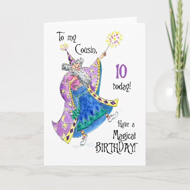 Tarjeta de cumpleaños número 10 para un primo (Anverso)