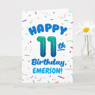 Tarjeta de cumpleaños número 11 con nombre persona
